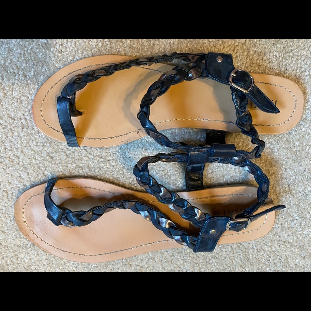 Black and gold strapped sandals